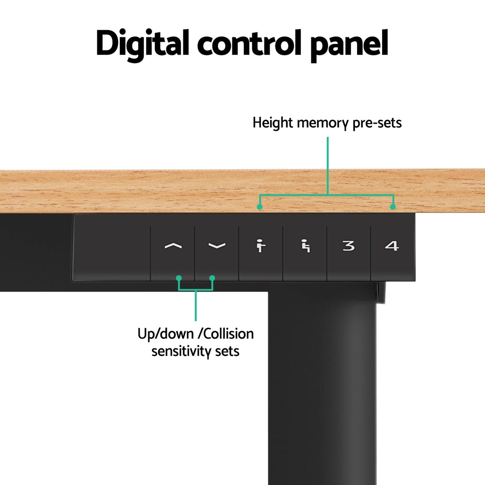 Weetangera Electric Standing Desk, Black and Natural Wood 120cm