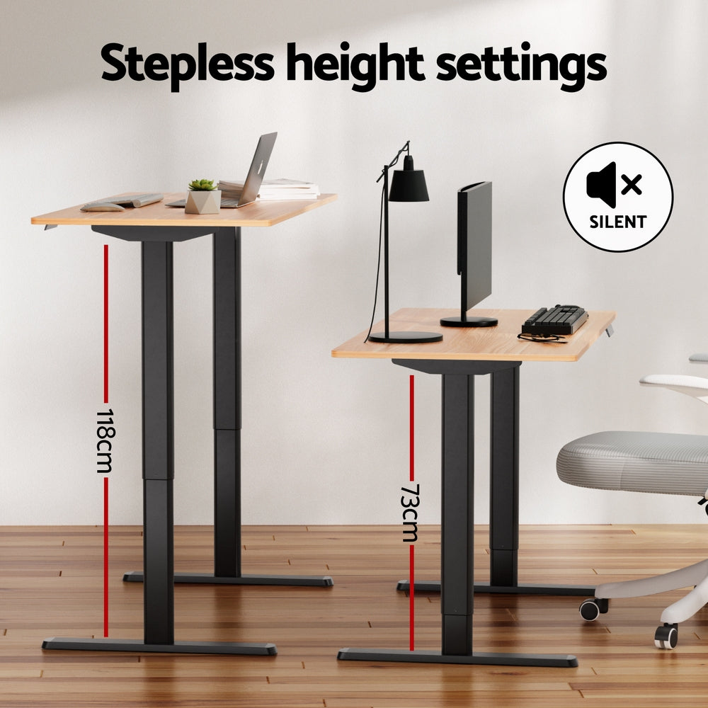 Weetangera Electric Standing Desk, Black and Natural Wood 120cm