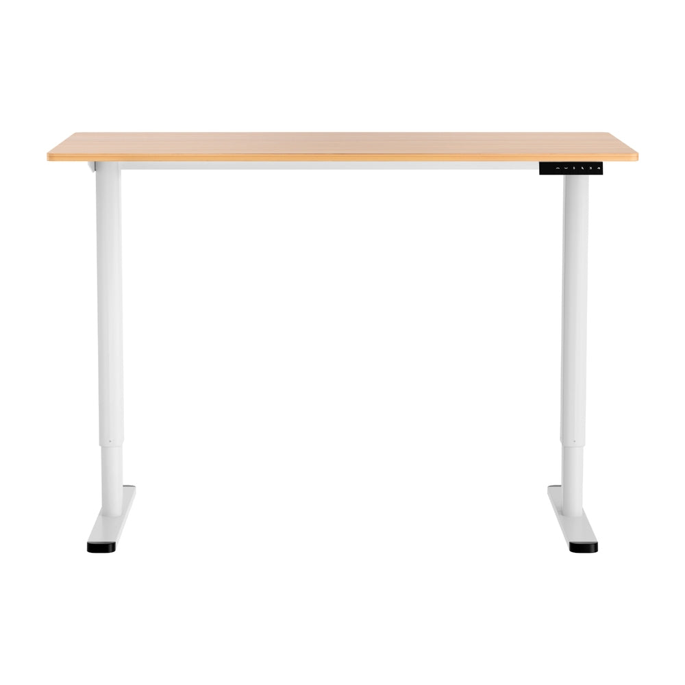 Forde Electric Standing Desk, White and Natural Wood 120cm