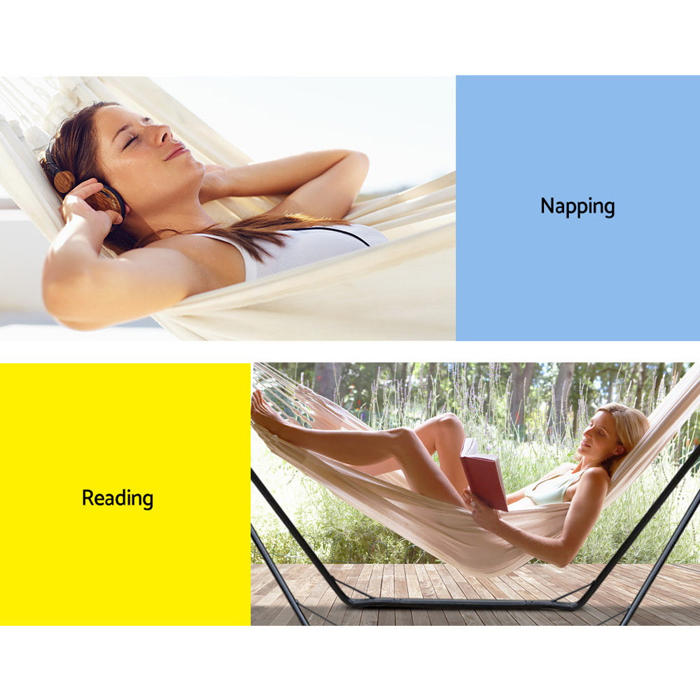 Cerro Hammock Bed with Steel Stand, Cream