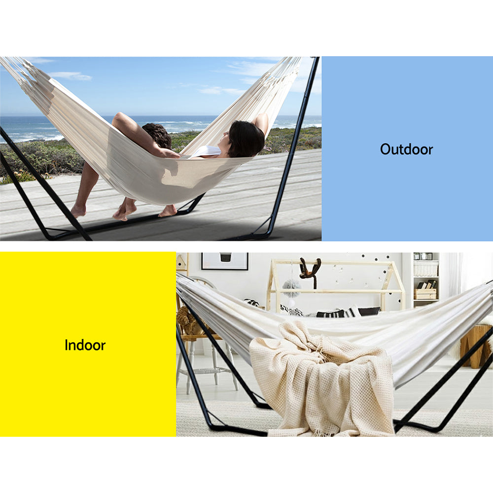 Cerro Hammock Bed with Steel Stand, Cream