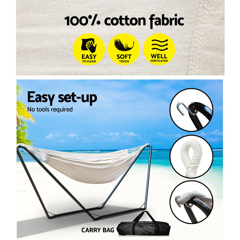 Cerro Hammock Bed with Steel Stand, Cream