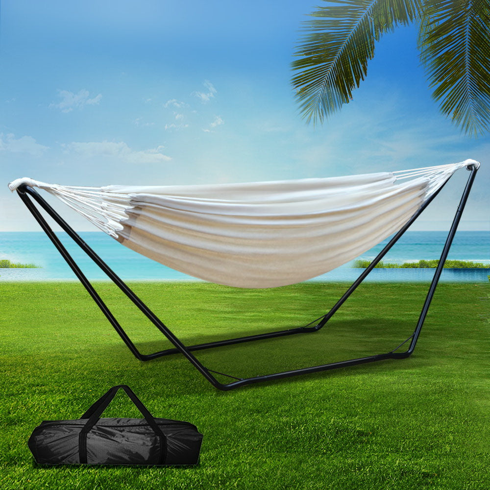 Cerro Hammock Bed with Steel Stand, Cream