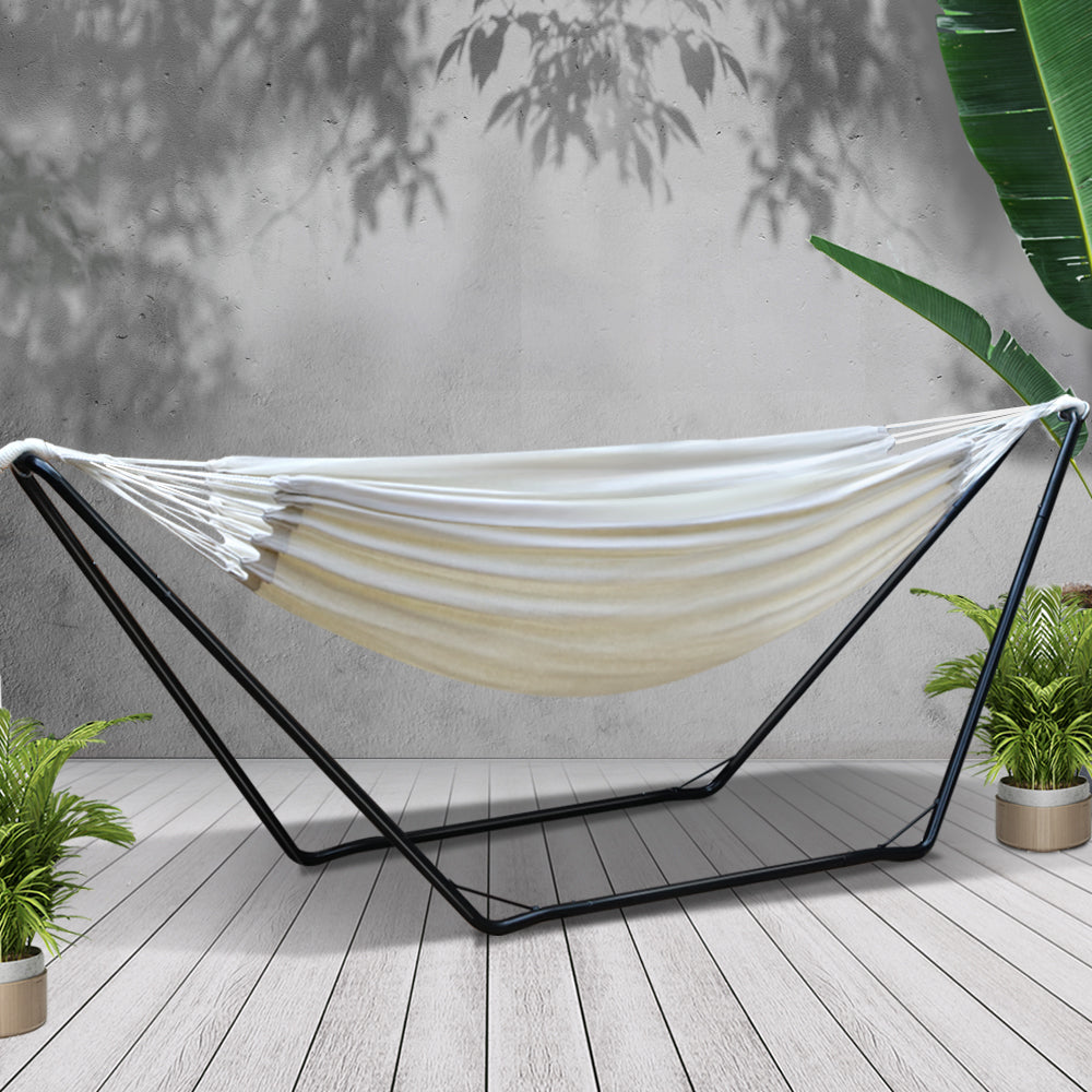 Cerro Hammock Bed with Steel Stand, Cream