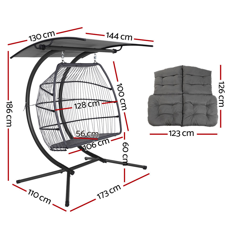 Milton Hanging Egg Chair, Dark Grey