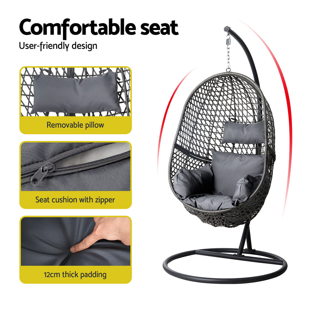 Lake Conjola Hanging Egg Chair, Black