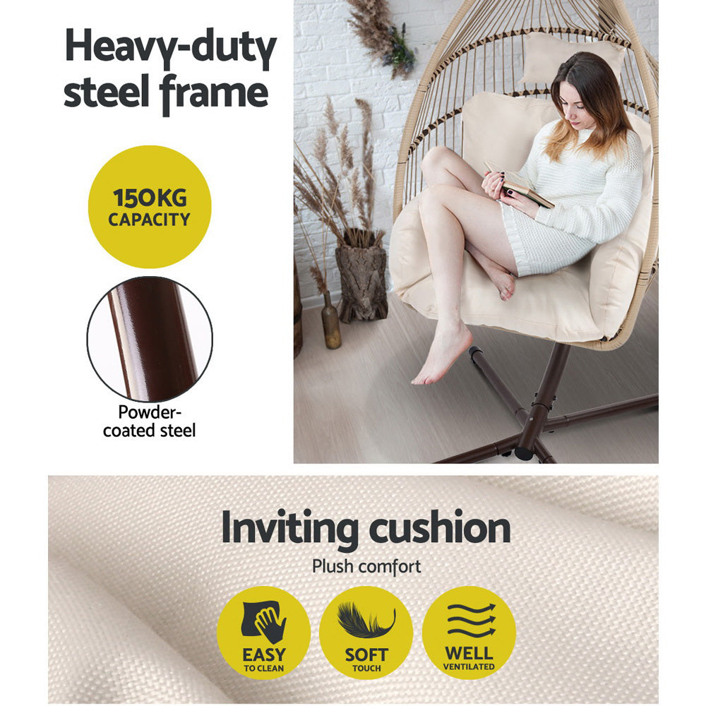 Malua Bay Hanging Egg Chair, Latte