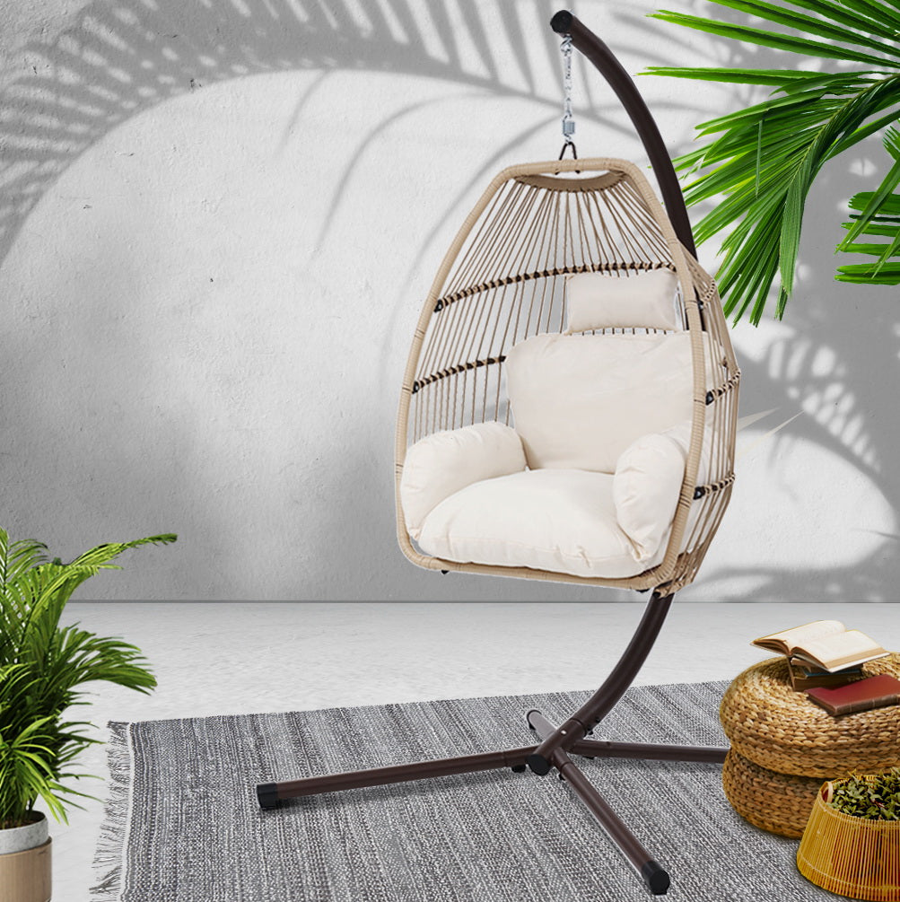 Malua Bay Hanging Egg Chair, Latte
