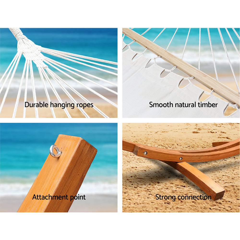 Bayo Hammock Bed with Timber Stand, Cream