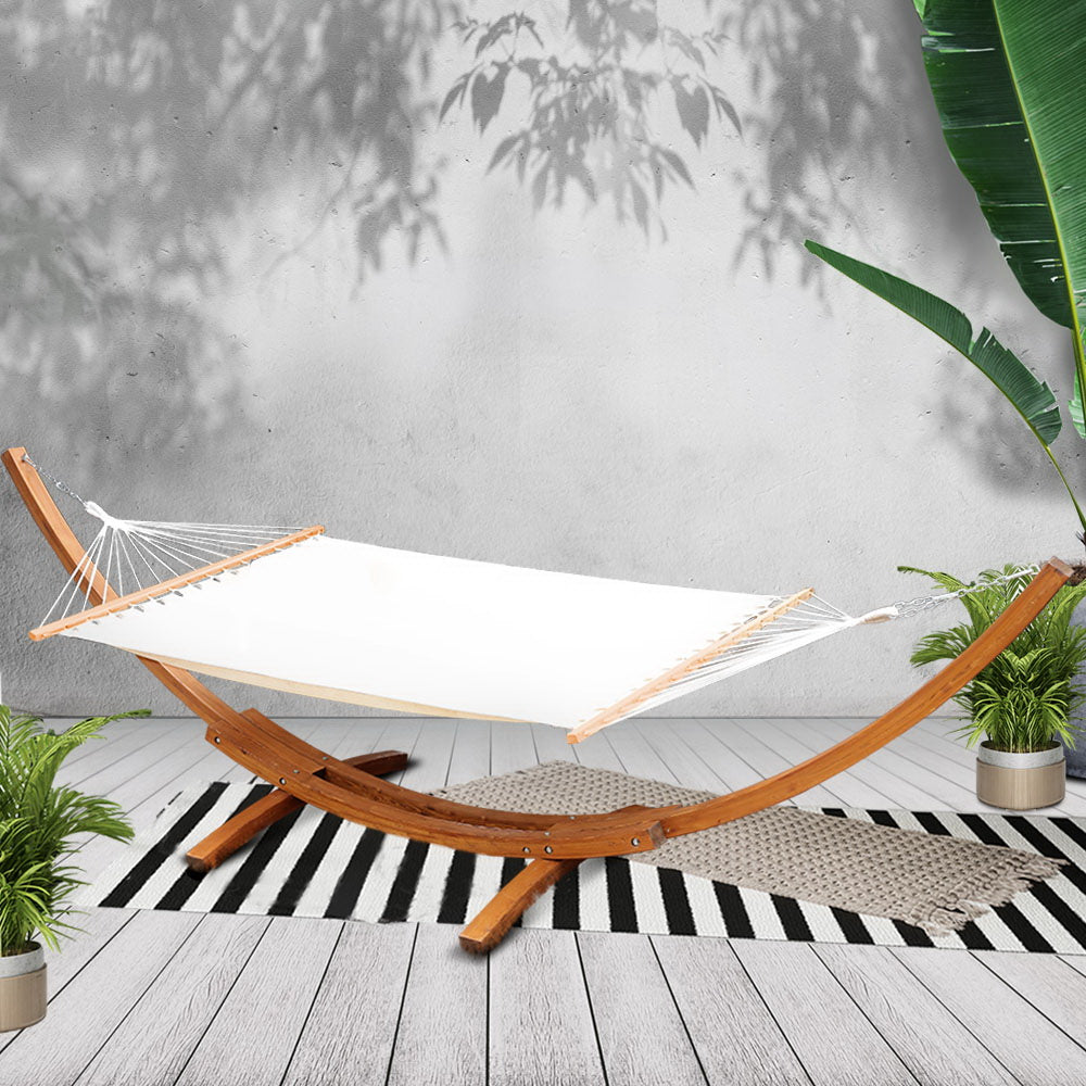 Bayo Hammock Bed with Timber Stand, Cream