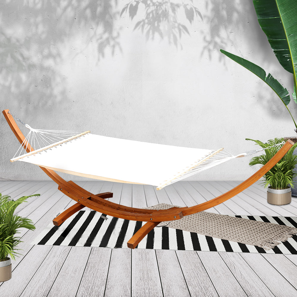Bayo Hammock Bed with Timber Stand, Cream