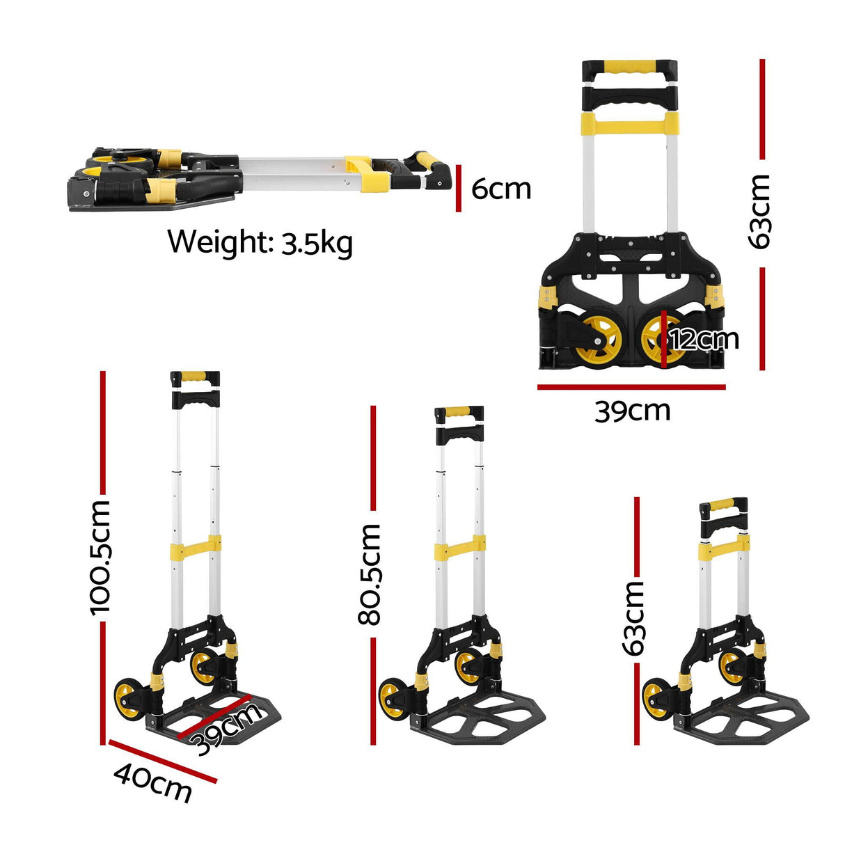 folding portable hand trolley in silver view 2
