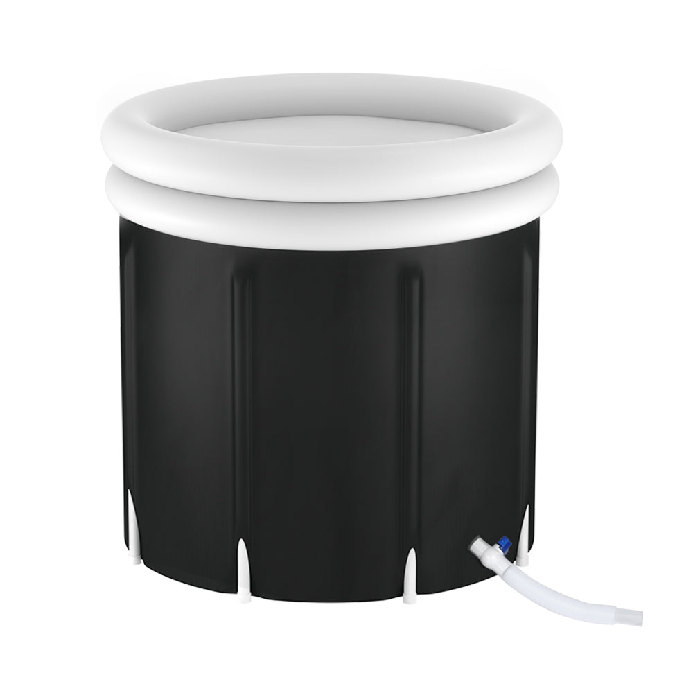 Black portable ice bath tub with protective cover