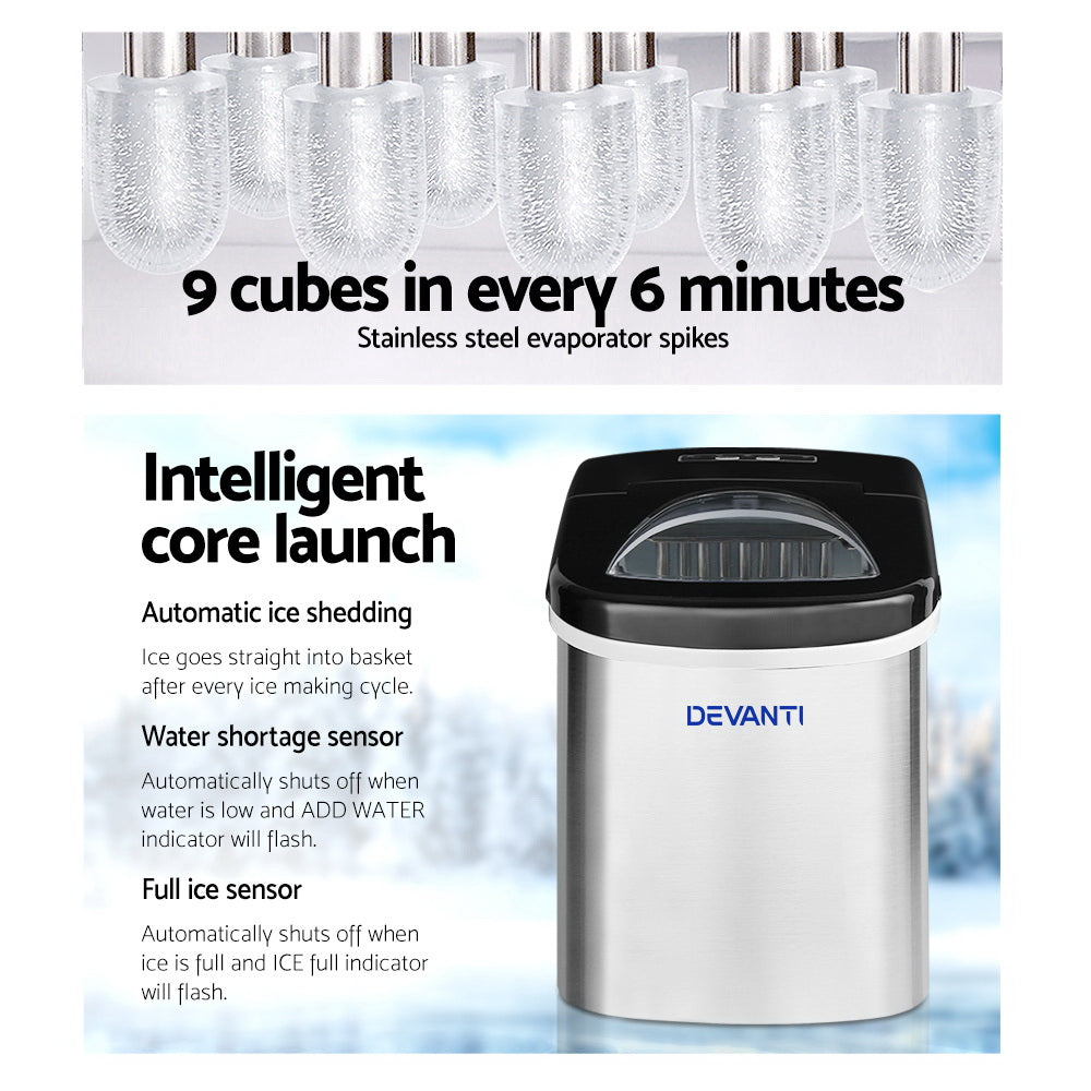 Control panel with small and large cube size buttons on the ice maker