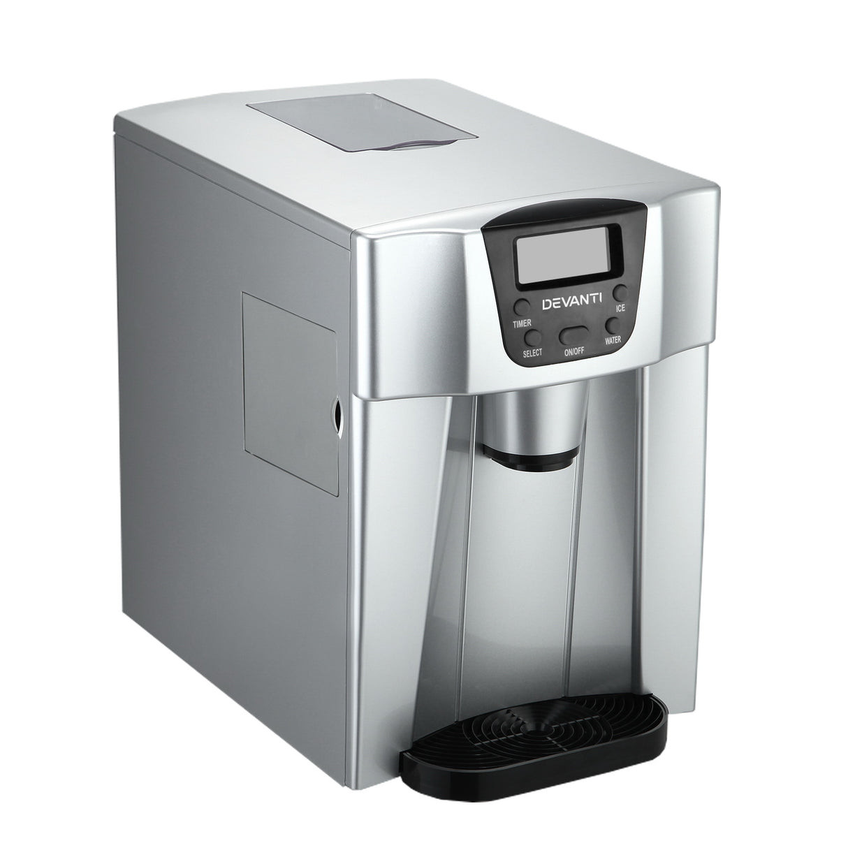 Dimension diagram of the ice maker and water dispenser, 25.5 x 36 x 36 cm