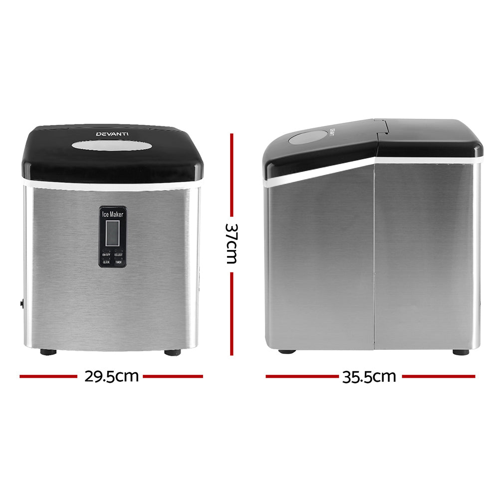 Control panel of the silver ice maker with cube size selection