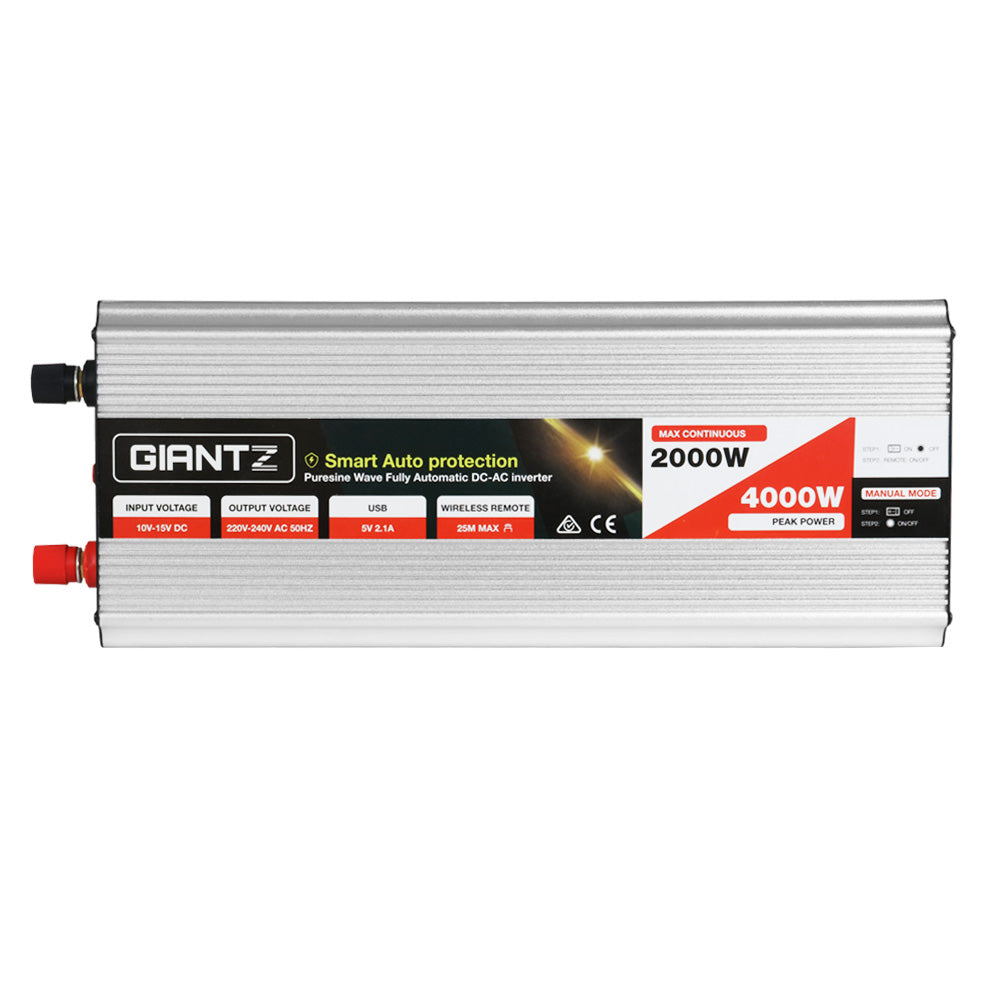 Power Inverter, 2000W Pure Sine Wave 12V to 240V