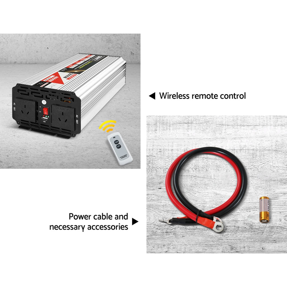 Power Inverter, 2000W Pure Sine Wave 12V to 240V