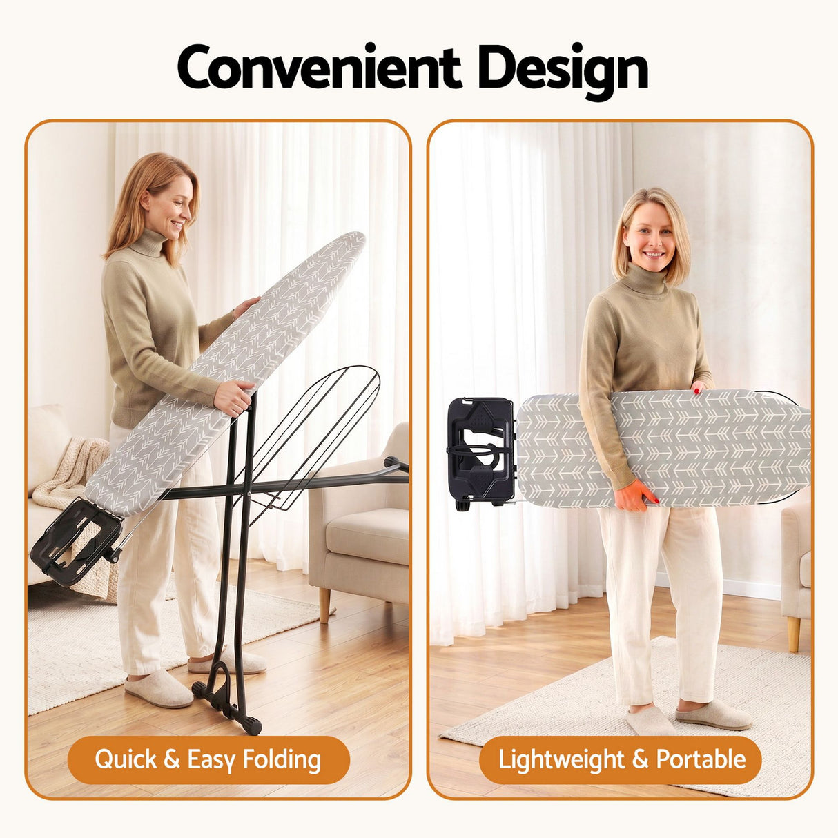 Vejer Ironing Board with Iron Rest, Arrow End