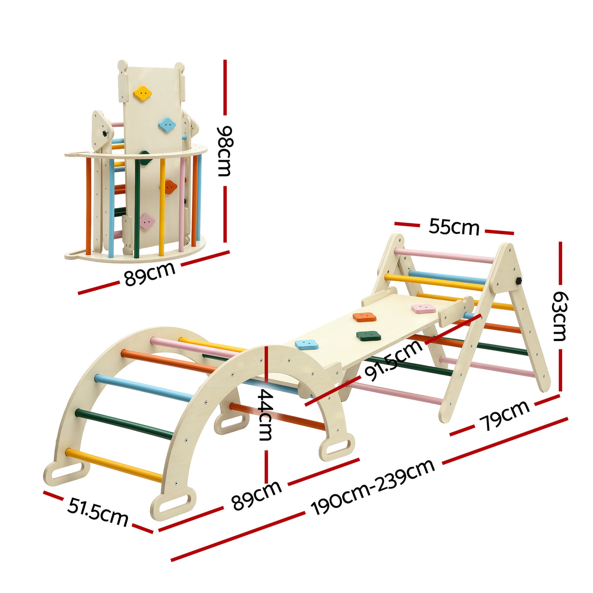 Wooden climbing triangle configuration