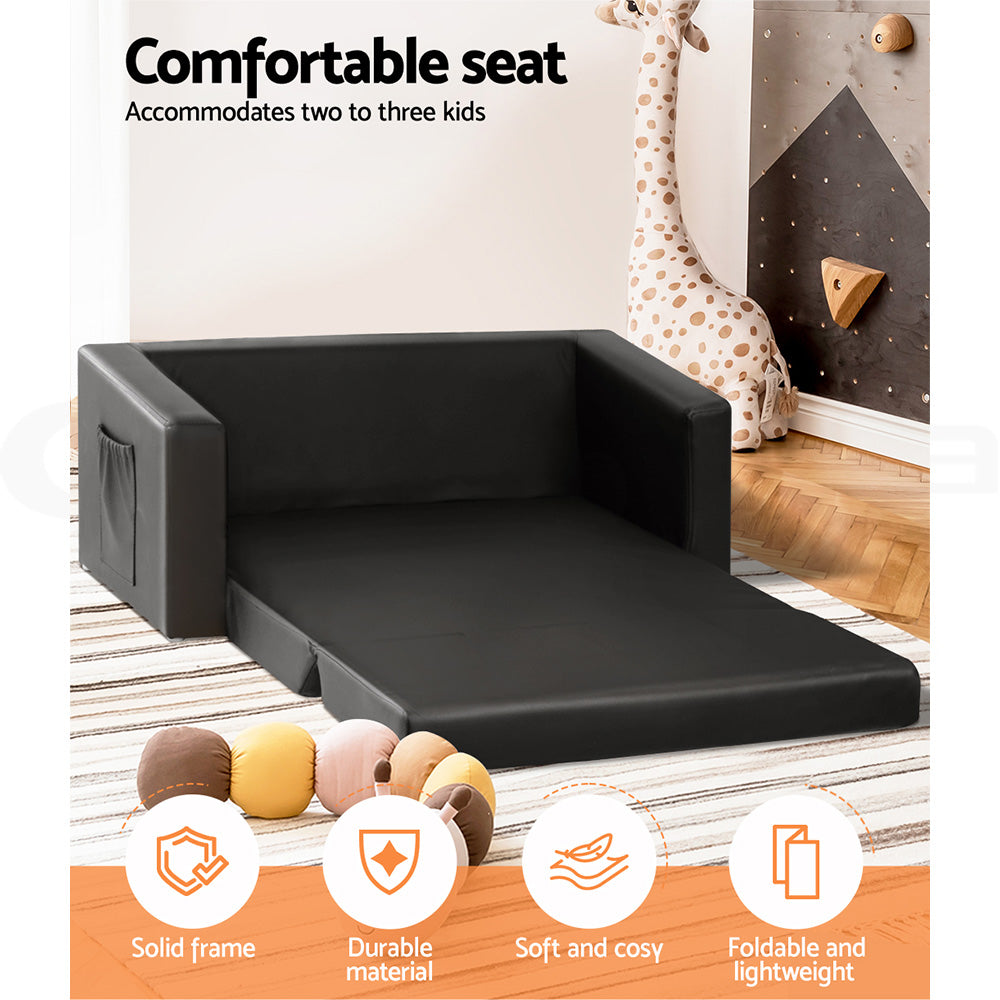 Kids sofa side pocket and padded armrest detail
