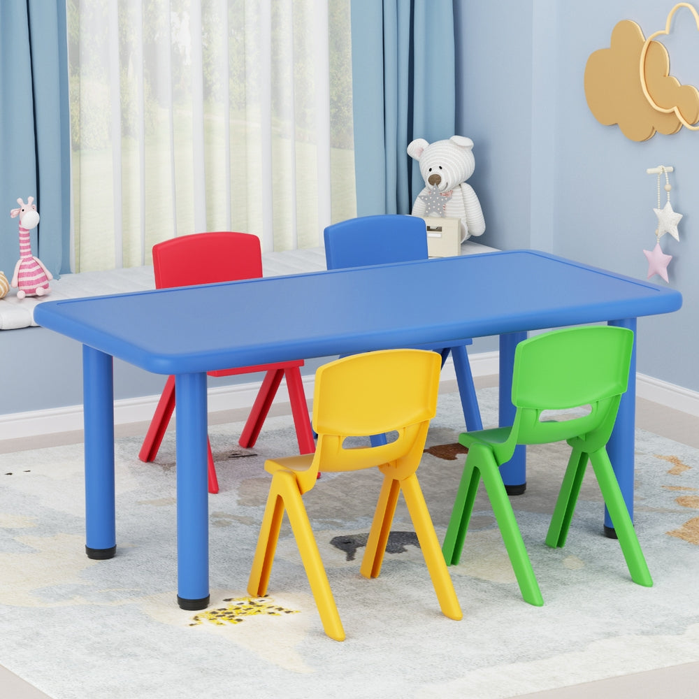 Kids Activity Table and 4 Chairs Set, Blue