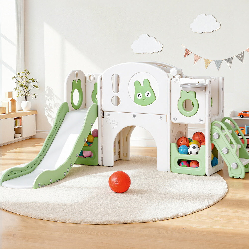 3 in 1 Slide and Play Centre with Basketball Hoop, Green