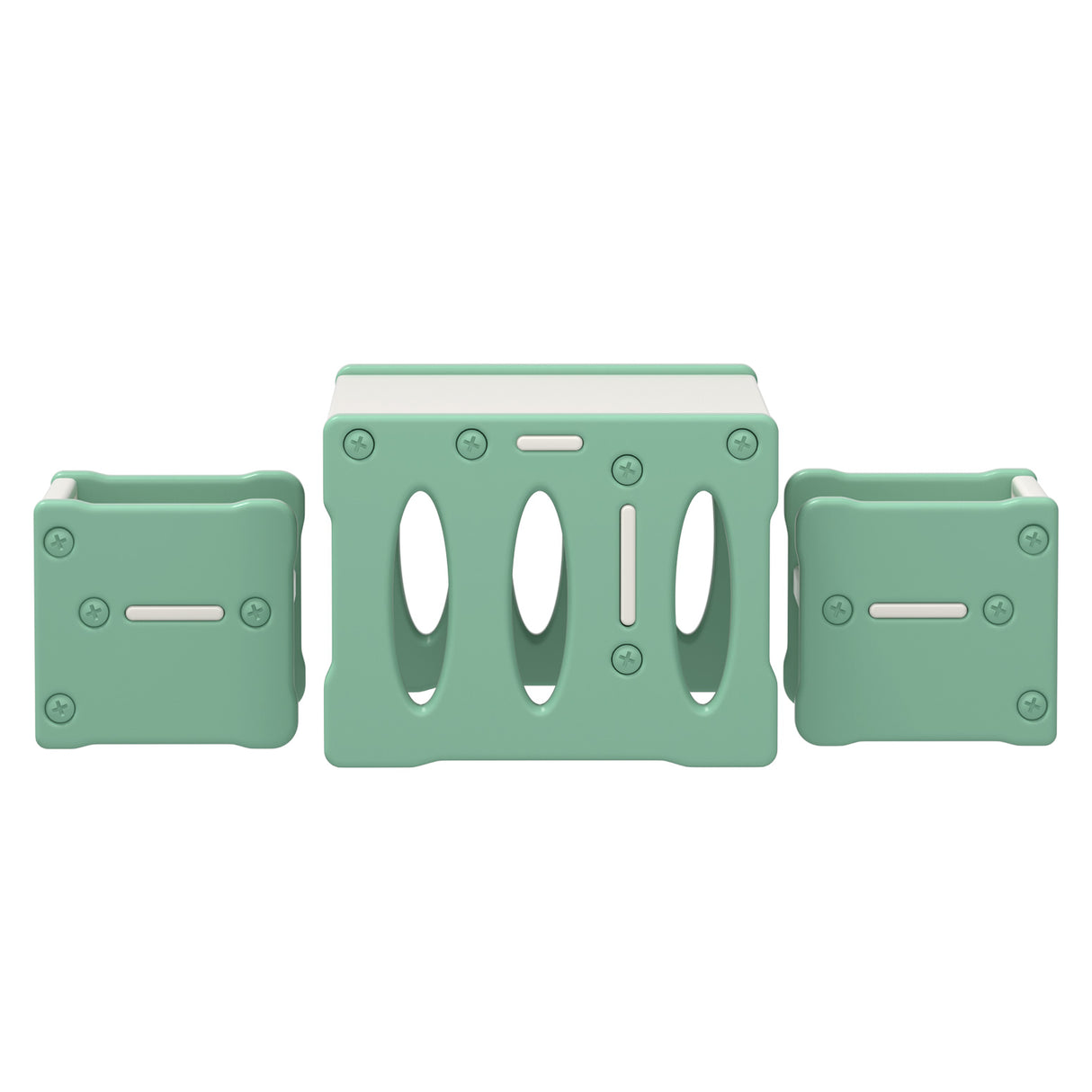 Kids multipurpose table and two chairs set in green
