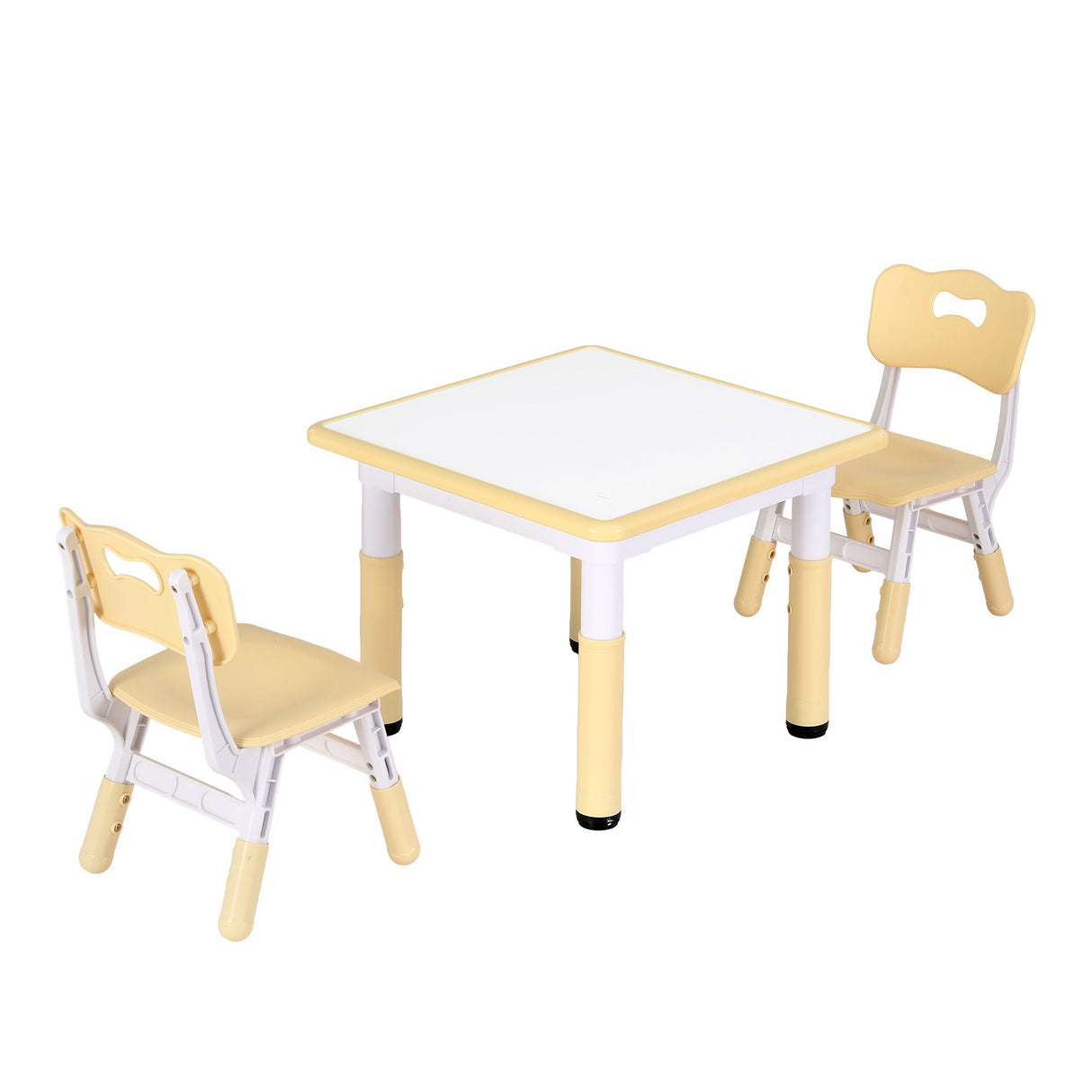 Kids yellow and white activity table with two chairs