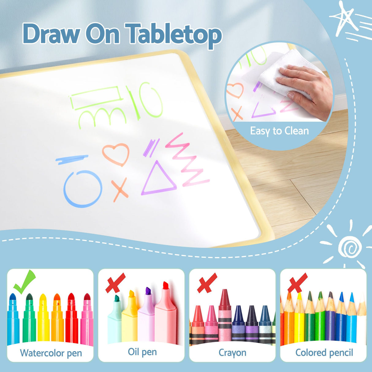 Kids table and chairs with anti-slip feet