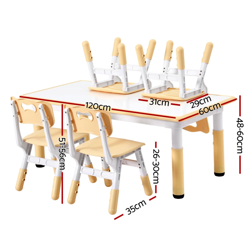 Keezi Kids Table and 4 Chairs Set — Draw-On Graffiti Tabletop, Height Adjustable — Allure Home Collections