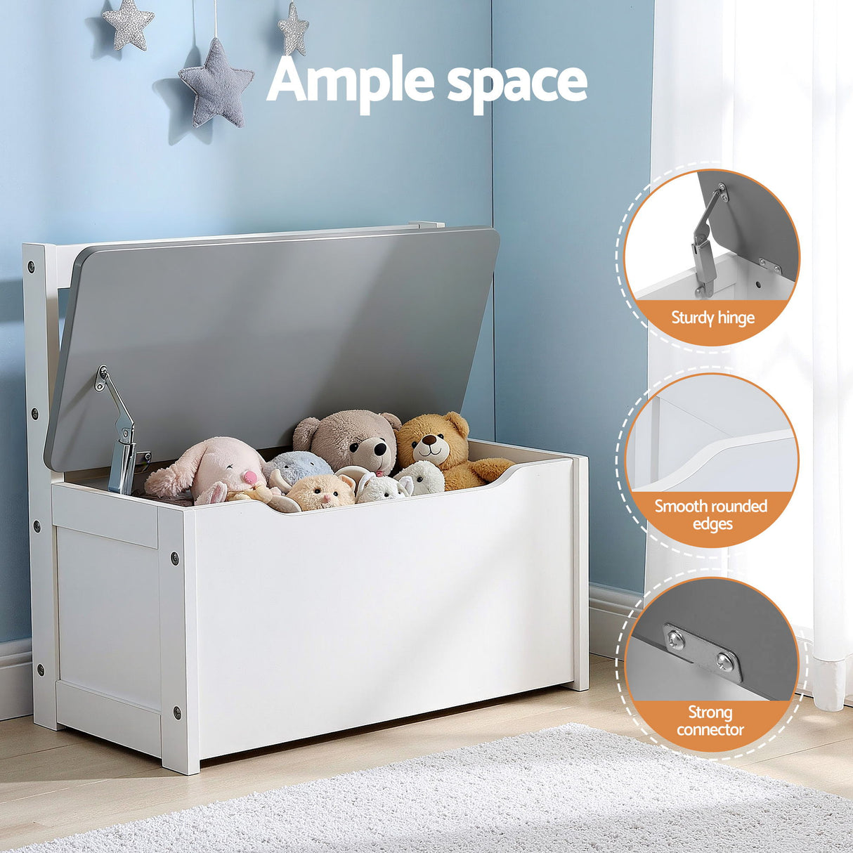 Kids Activity Table, Storage Bench and 2 Chairs Set, Grey
