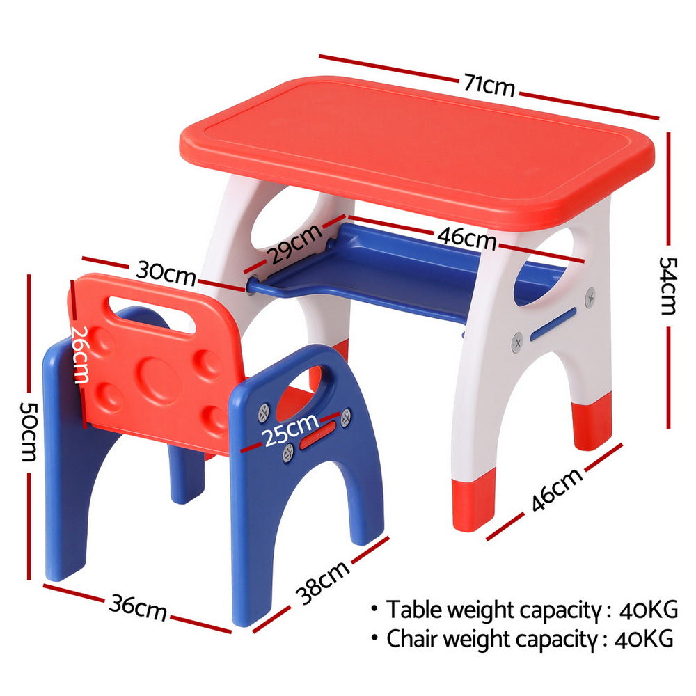 Kids table and chair set in orange and yellow