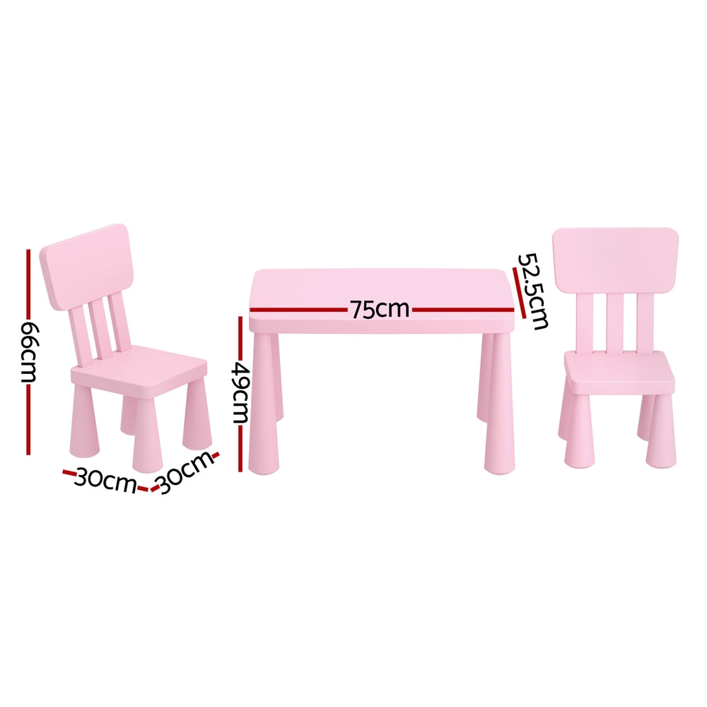 Kids Table and 2 Chairs Set, Pink