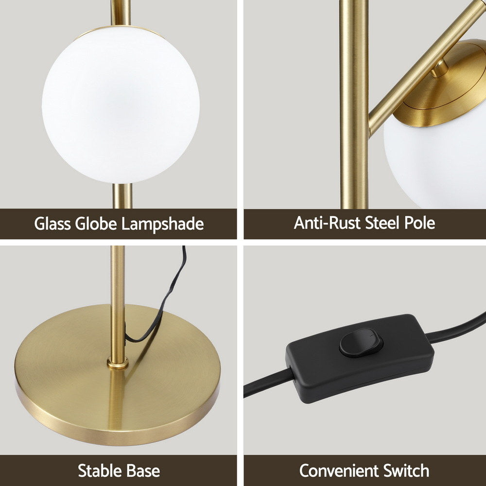 3 Light Tree Floor Lamp Gold with Glass Sphere Shades