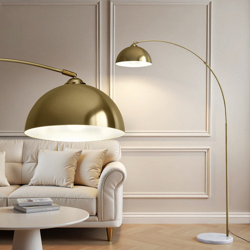 Modern Arched Floor Lamp Gold with Marble Base