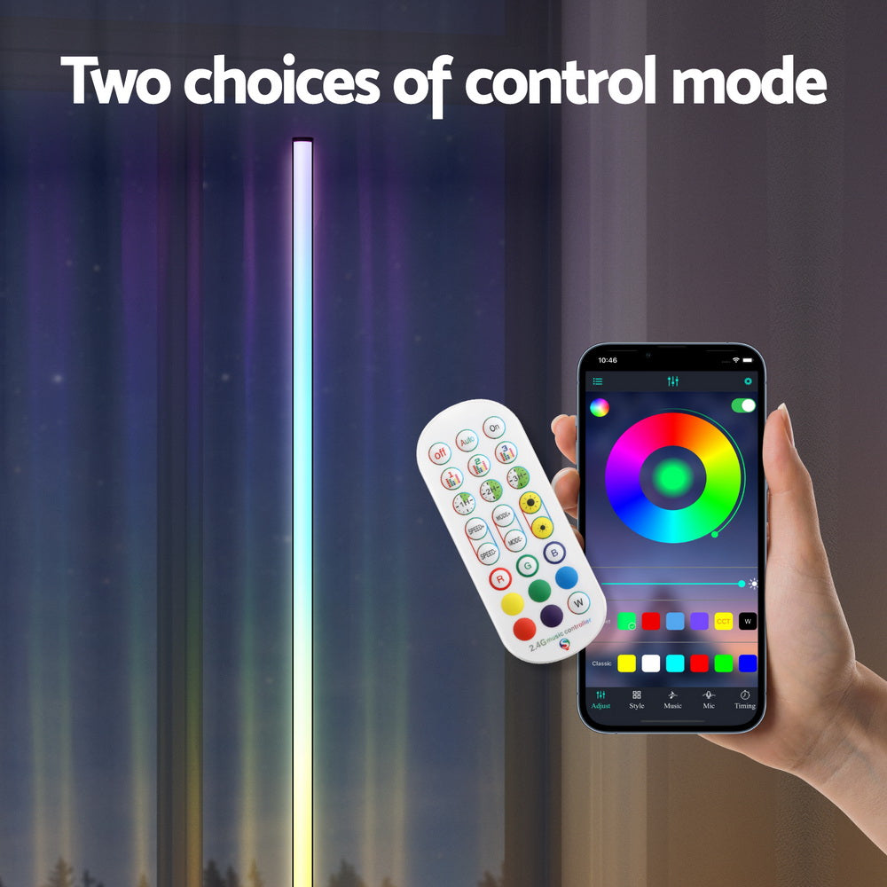RGB LED Corner Floor Lamp 150cm — Remote Control, Gaming and Living Rooms — Allure Home Collections