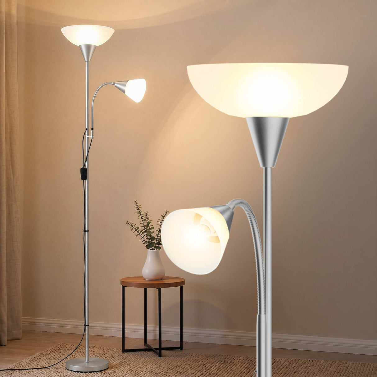 Mother and Child Floor Lamp Silver