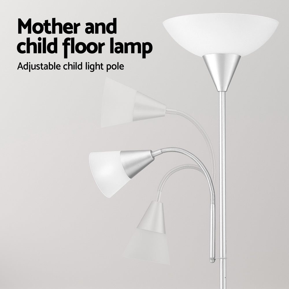 Modern Mother and Child Floor Lamp — Silver — Allure Home Collections