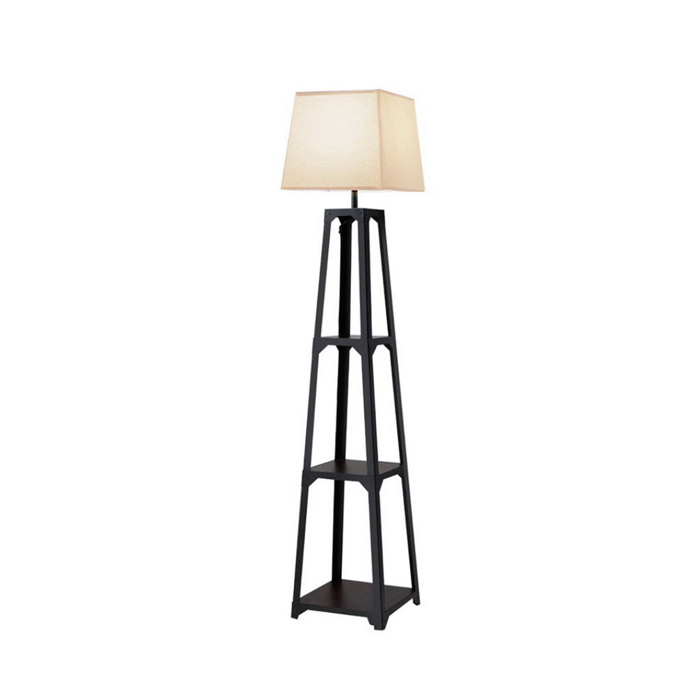 3 Tier Shelf Storage Floor Lamp White with Foot Switch