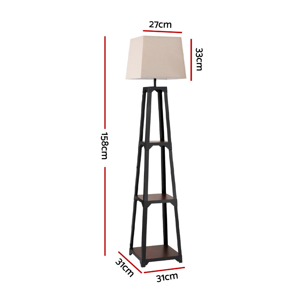 3 Tier Shelf Storage Floor Lamp White with Foot Switch