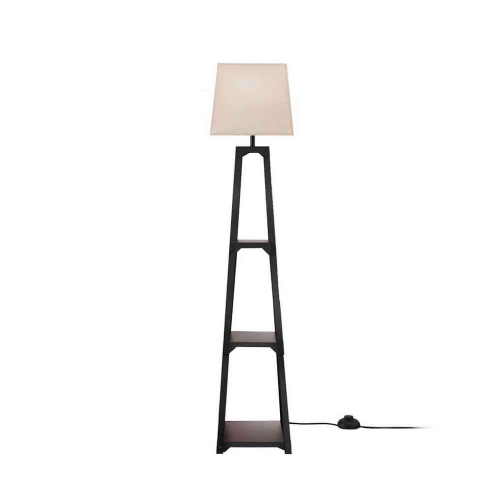 3 Tier Shelf Storage Floor Lamp White with Foot Switch