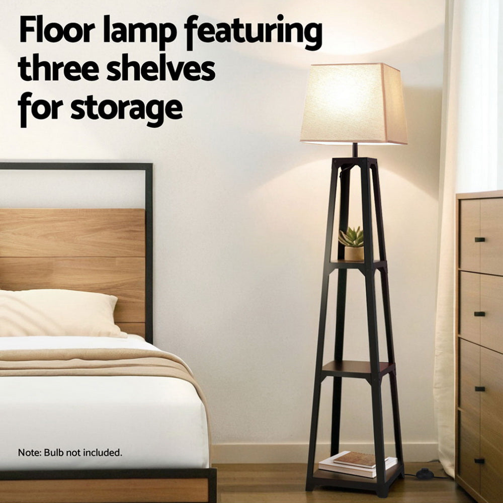 3 Tier Shelf Storage Floor Lamp White with Foot Switch