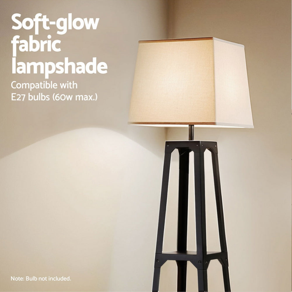 3 Tier Shelf Storage Floor Lamp White with Foot Switch