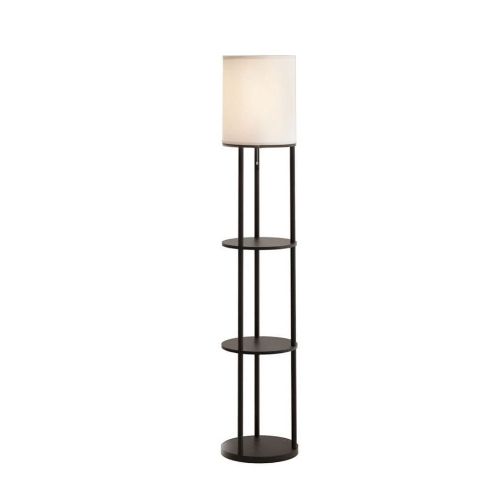 3 Tier Shelf Storage Floor Lamp White with Pull String Switch