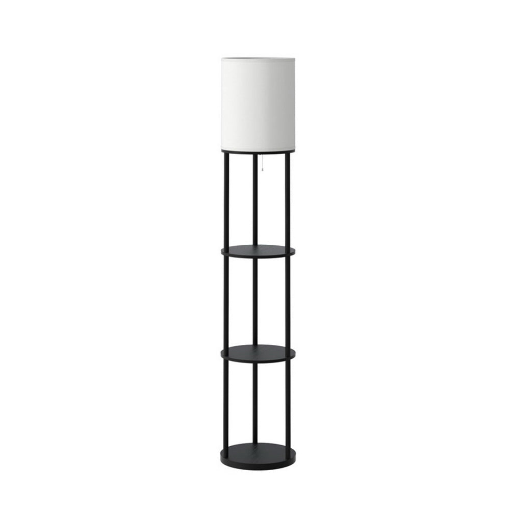 3 Tier Shelf Storage Floor Lamp White with Pull String Switch