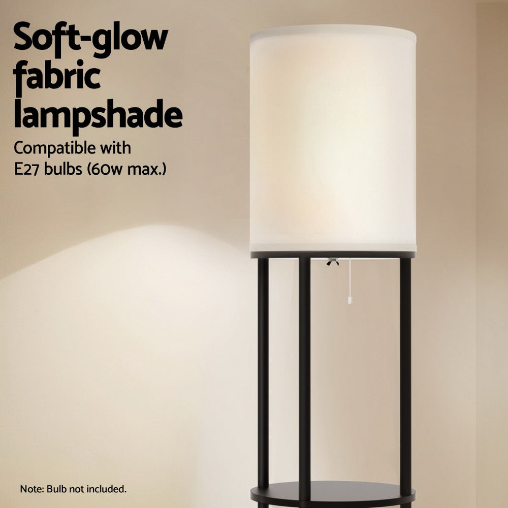 3 Tier Shelf Storage Floor Lamp White with Pull String Switch