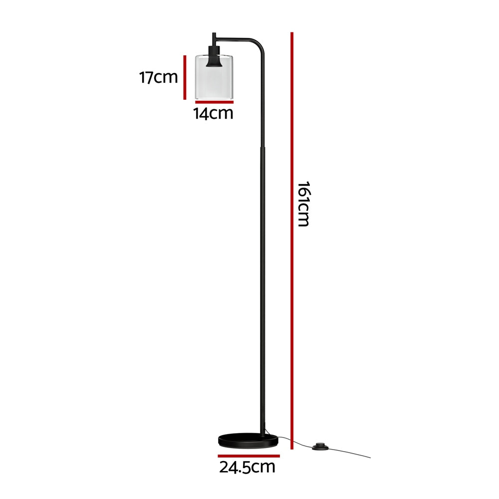 Reading Floor Lamp Black with Glass Shade