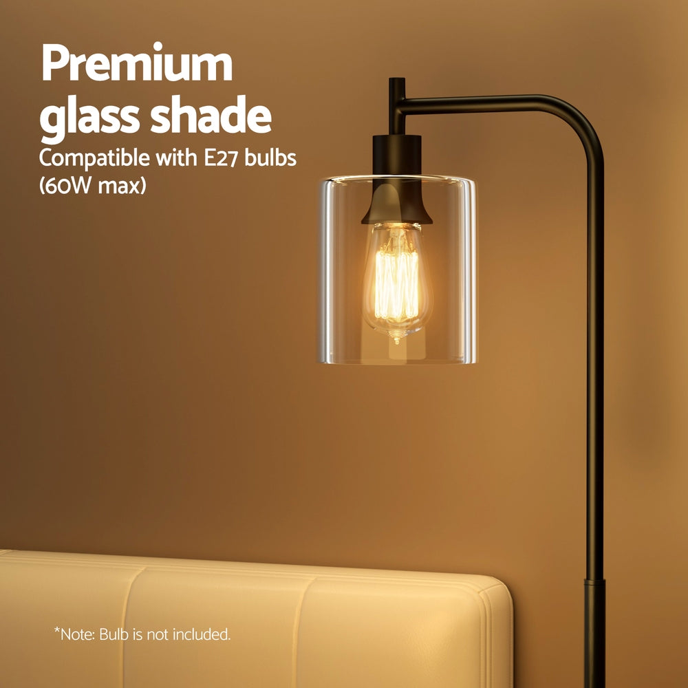 Reading Floor Lamp Black with Glass Shade