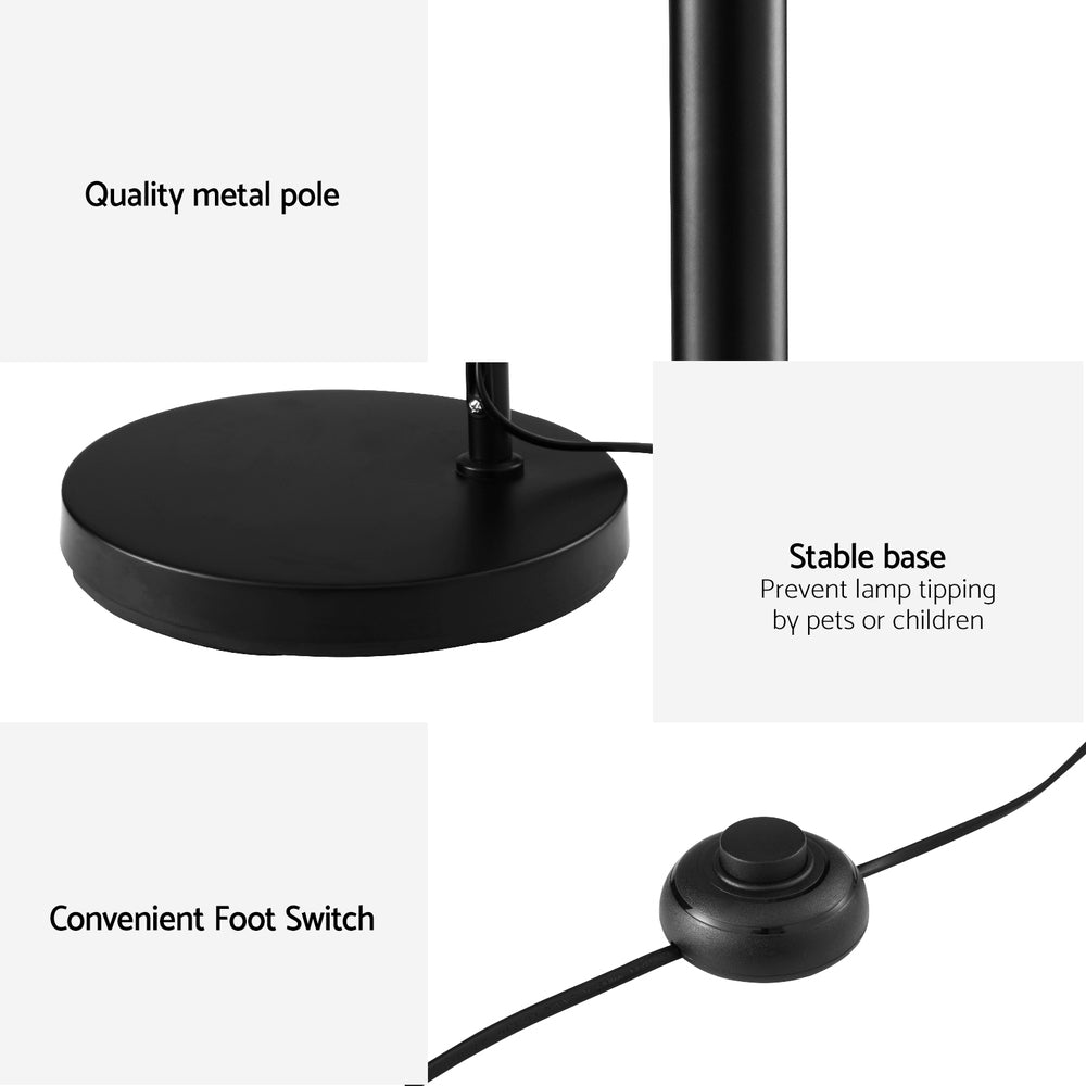 Reading Floor Lamp Black with Glass Shade